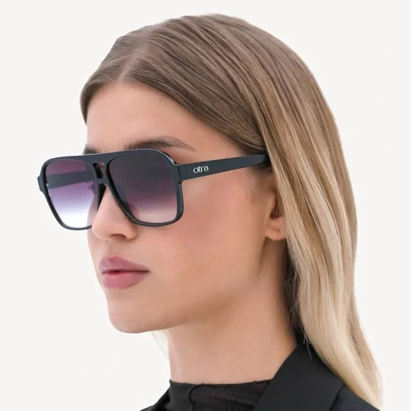 NWT Otra Alix Aviator Sunglasses in Black OS - Picture 1 of 5